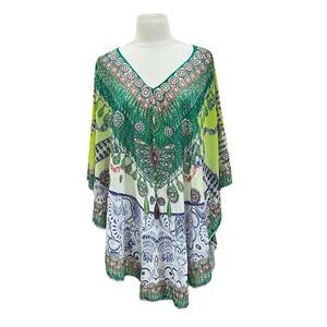 Original Green Embellished Short Round Kaftan OS